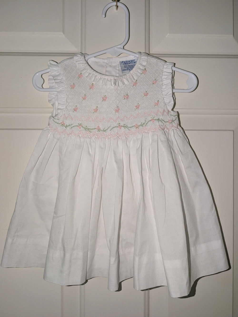 Frederick's of Hollywood White Dress with Pink Rose Embroidery